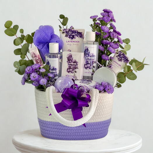 Lavender Bloom Indulgence Hamper | Luxury Bath   Earth Spa Gift Set – Relaxing Lavender Wellness Dubai