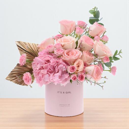 Золотая розовая коробка «Это девочка»