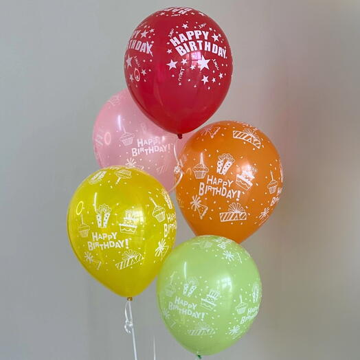 Birthday Cheers – 5 Happy Birthday Latex Balloons