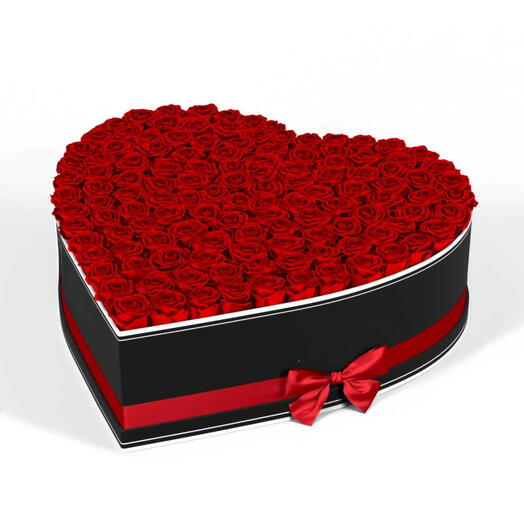 Take My Heart - 101 красная роза в коробке-сердечке