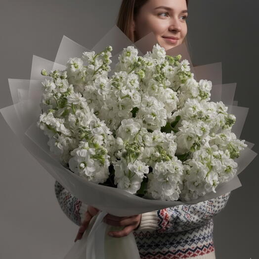 Bouquet haut de gamme de matthiola blanche parfumée