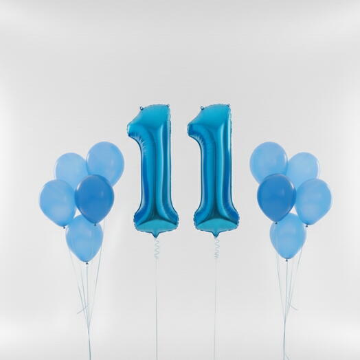 Happy Birthday Blue Number Eleven Balloon Set – 40 Inch