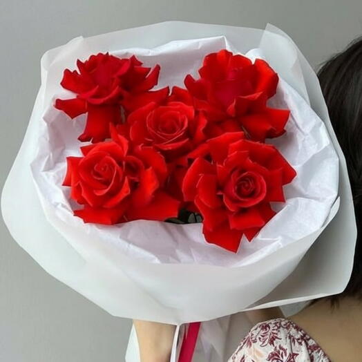 Rush_ Премиальный букет из 7 красных французских роз для годовщины или дня рождения