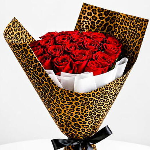 Bouquet de luxe de 21 roses rouges pour la maman la plus forte