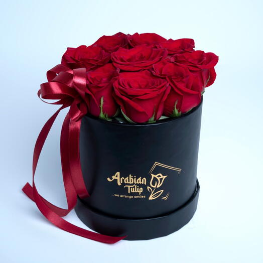 9 Red Roses In A black Box-1135