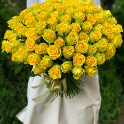 bouquet de 101 roses jaunes