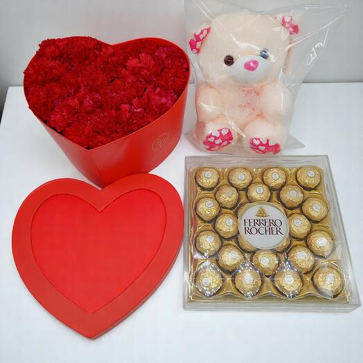 Flowers in a box with gift pack