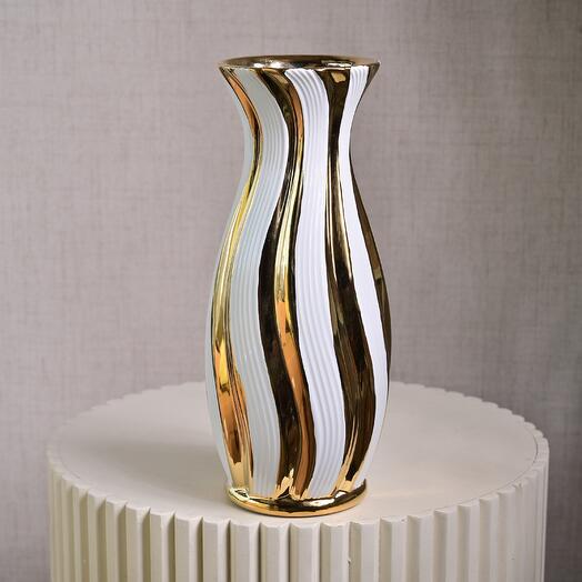 Gold White Ceramic Vase 6818