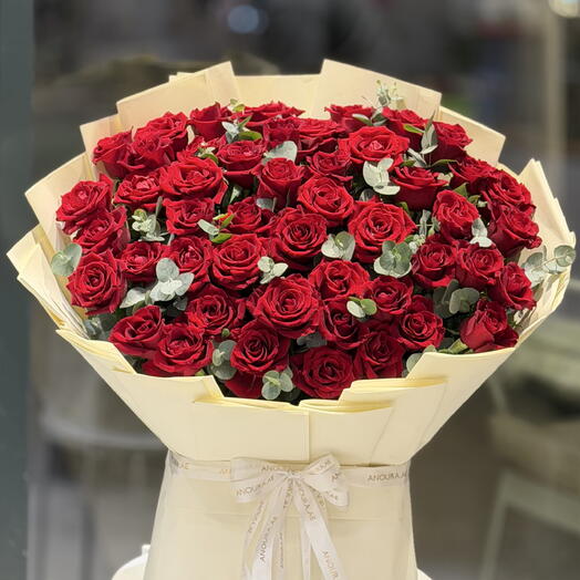 60 Red Roses Elegant Stand Bouquet