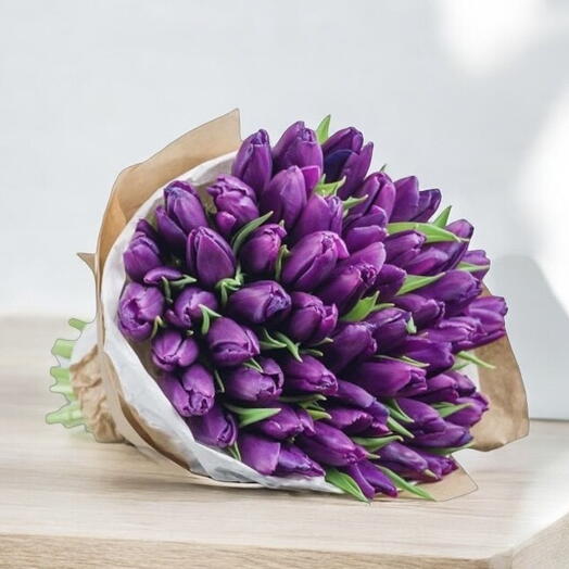 50 purple tulips