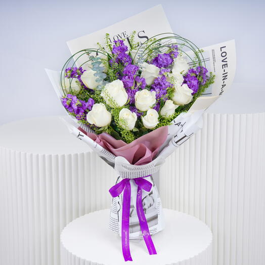 Bouquet ivoire et violet