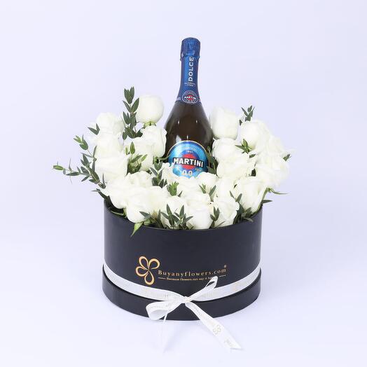 Holiday 25 Roses and Martini Arrangement