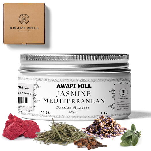 AWAFI MILL Средиземноморская жасминовая смесь бахура – искусно изготовленное вручную благовоние - флакон 170 грамм (6 унций)