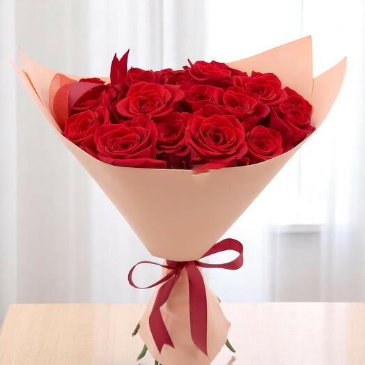 25 roses équatoriennes rouges en foamir