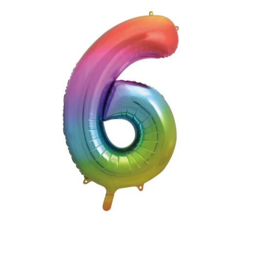 Giant Rainbow Number 6 Balloon