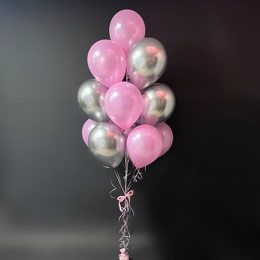 15 mix balloons - pink   silver