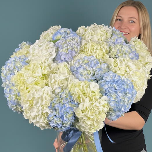 23  Blue   White Premium Hydrangea Bouquet