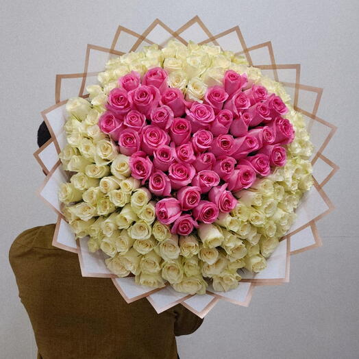 151 Pink and White Roses Bouquet