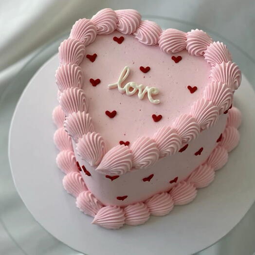 Soft Pink Love Heart Cake