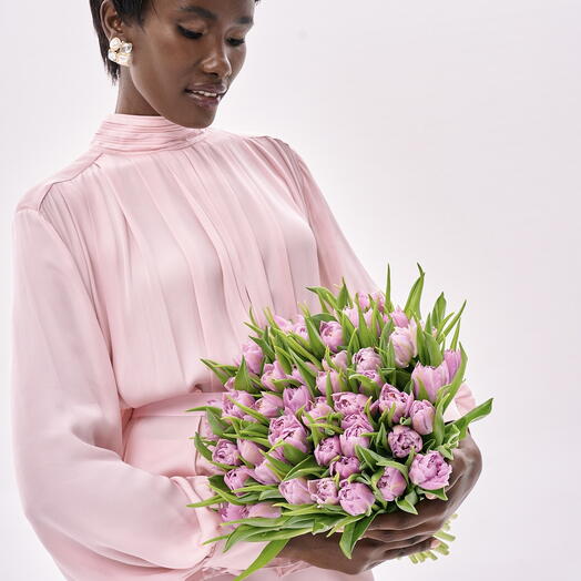Bouquet of lilac peony tulips (50 pcs)