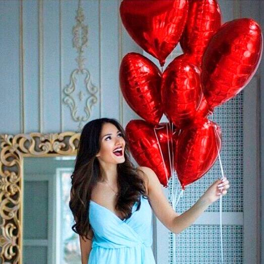 11 globos rojos con forma de corazón - 5650