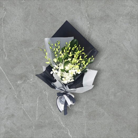 9 White Orchid Bouquet