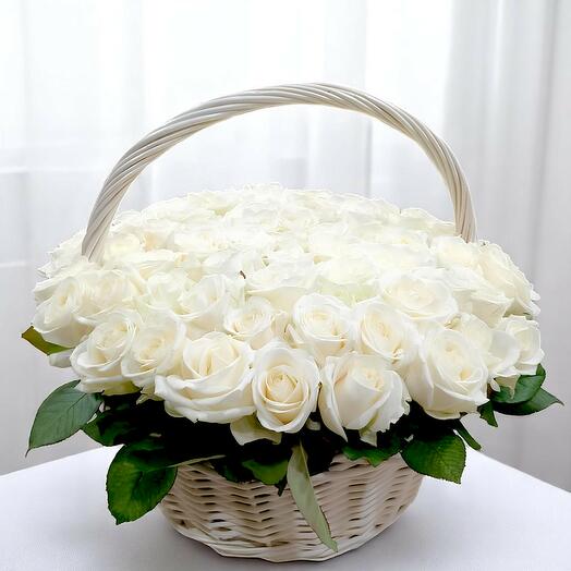 61 white  Rose Basket
