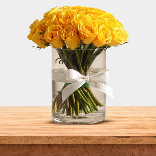 Amber Glow Rose Vase