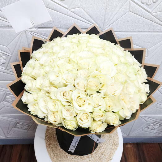101 White  Roses Bouquet