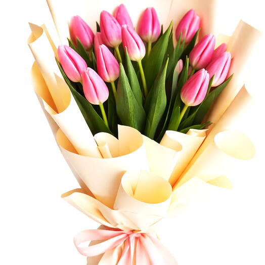 Розовые тюльпаны Элеганс 15 стеблей