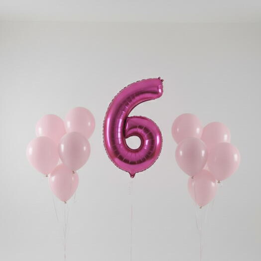 Happy Birthday Pink Number Six Balloon Set – 40 Inch