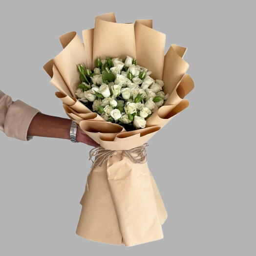 Morning _51 white Spray Rose Bouquet