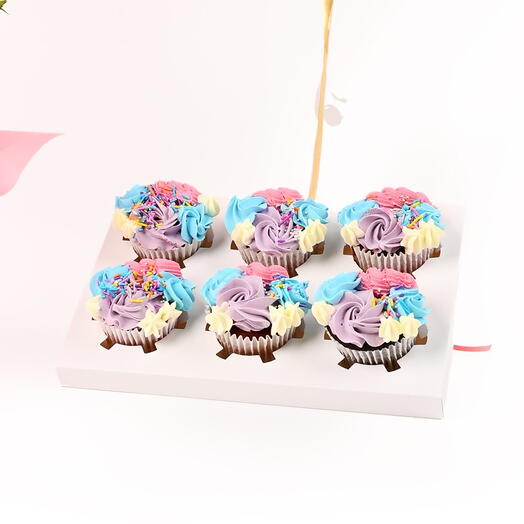 Boîte cadeau de 6 cupcakes à tourbillon