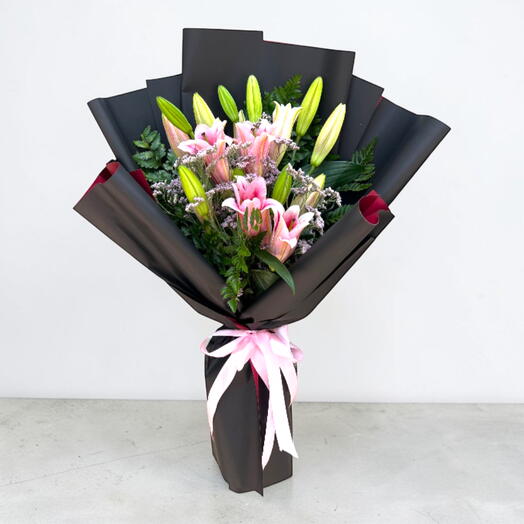 5 Pink Lilies Bouquet