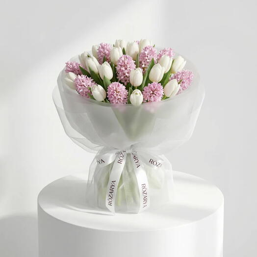 Весеннее гиацинтово-тюльпановое облако: ароматный бело-розовый люкс