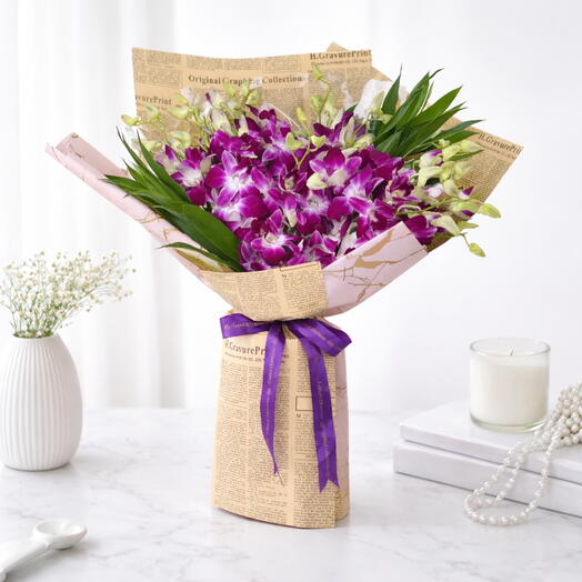Purple Prestige 15 Stem Orchid Arrangement