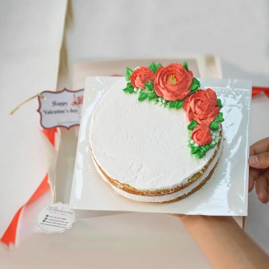 Торт с красной розой