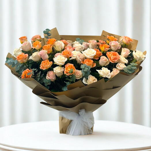 💐 The Radiant Garden! Orange, Pink   White Roses for a Breathtaking Bouquet! FlowerGoals TimelessBeauty