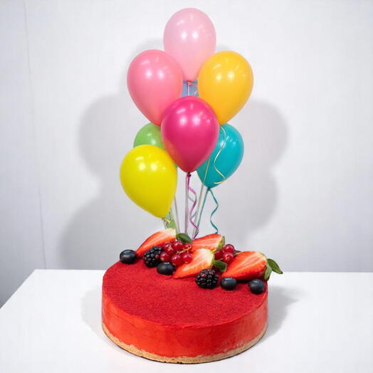 Воздушные шары Cheesy Bliss – комбо: чизкейк «Красный бархат» с шарами