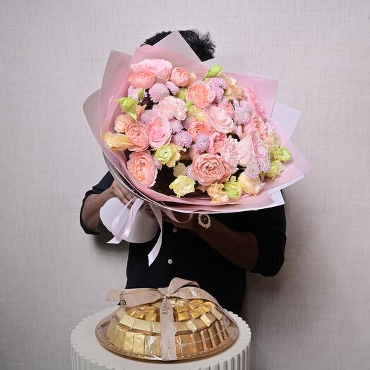 California Dreaming Bouquet and Luxurious Chocolate Gift Platter Combo  6846