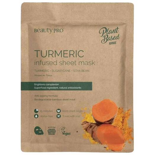 Beauty Pro Turmeric Infused Sheet Mask - Turmeric, Sugar Cane, Soya Bean. Plant Based   Vegan