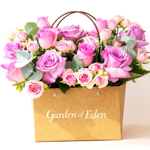 Розовый дизайнерский подарочный пакет Люкс