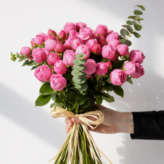 11 Pink Peony Spray Roses Wrap