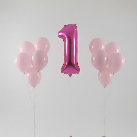 Happy 1st Birthday Pink Number Balloon Set – 40 Inch