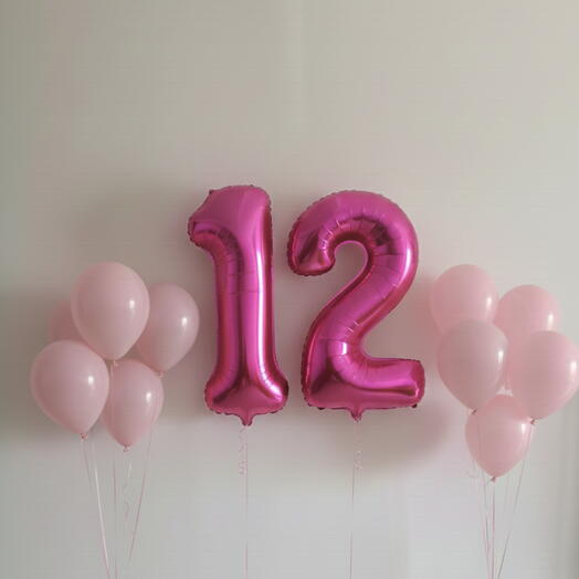 Happy Birthday Pink Number Twelve Balloon Set – 40 Inch