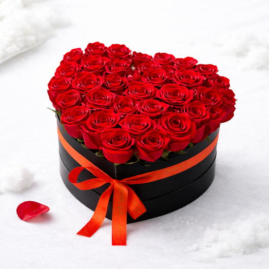 Corazón Real de Medianoche Caja de 40 Rosas Rojas