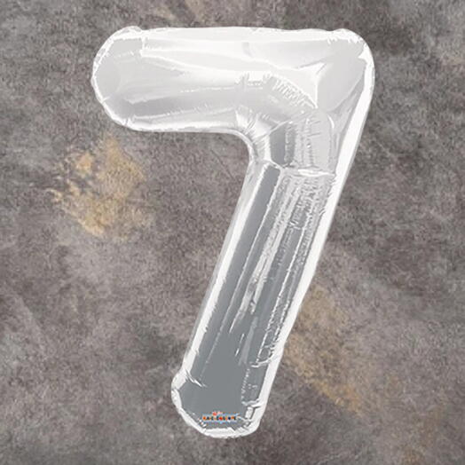 Серебряный фольгированный шар цифра 7