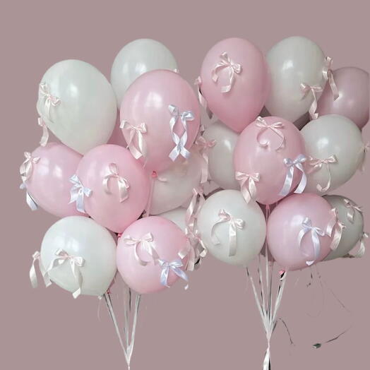 20 BALOONS NICE PINK WITH RIBBONS