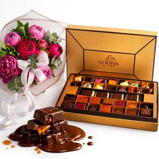 Godiva Gold Peony Roses  The Ultimate Luxury Gift Dubai