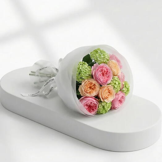 Персиковый   Пион Розовое Сияние: Роскошная Садовая Роза   Лаймовая Гортензия